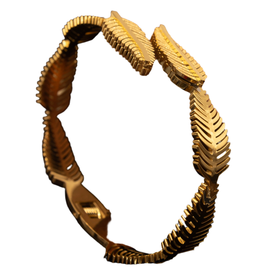 Gold Stainless Steel Leaf Bracelet Hey Bou