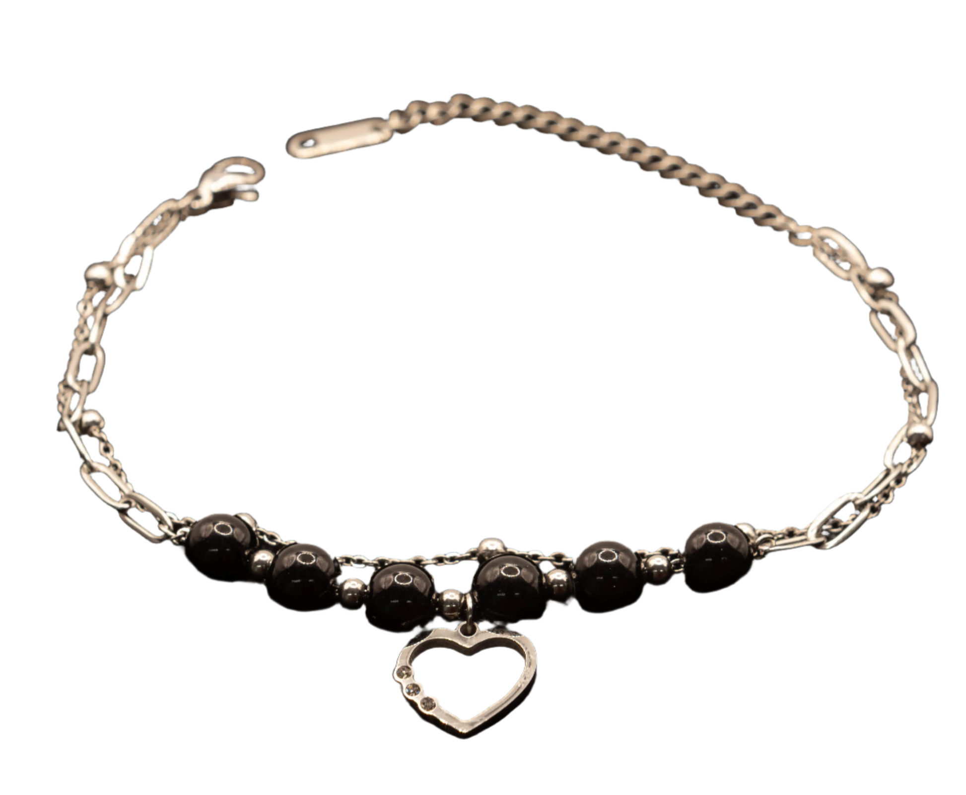 Gold & Silver Plated Stainless Steel Heart Bead Bracelet Hey Bou