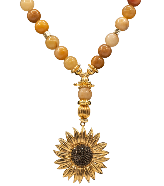 Sunflower - Champagne Natural Stone Bead Necklace Hey Bou