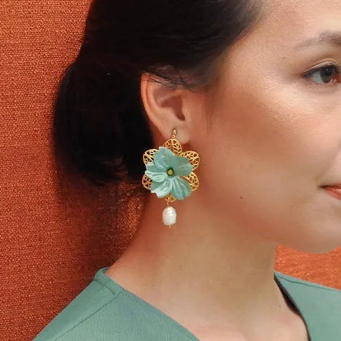 Margarita Teal Stud Earrings Arete