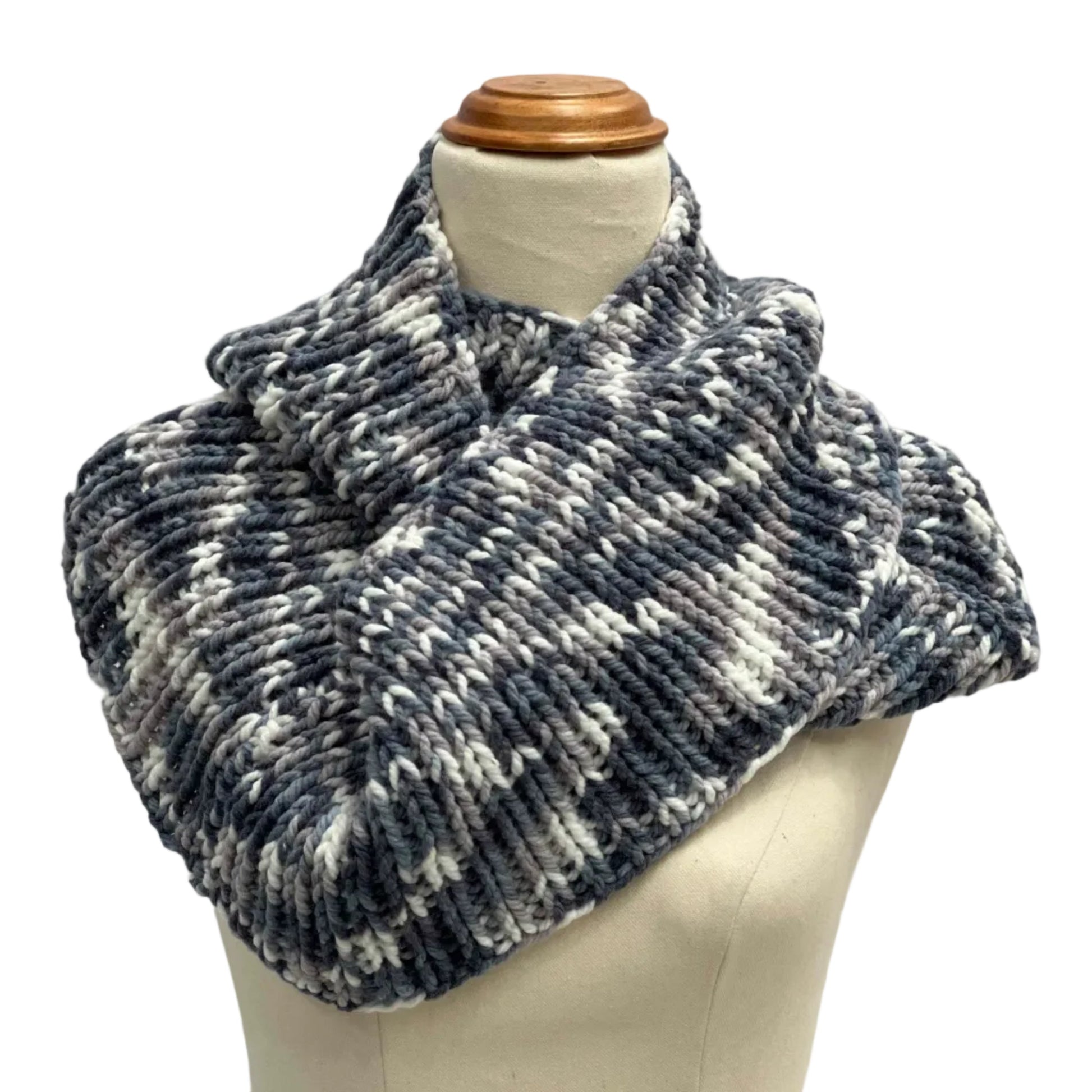 Multi-grey White Circular Knit Scarf HeyBou