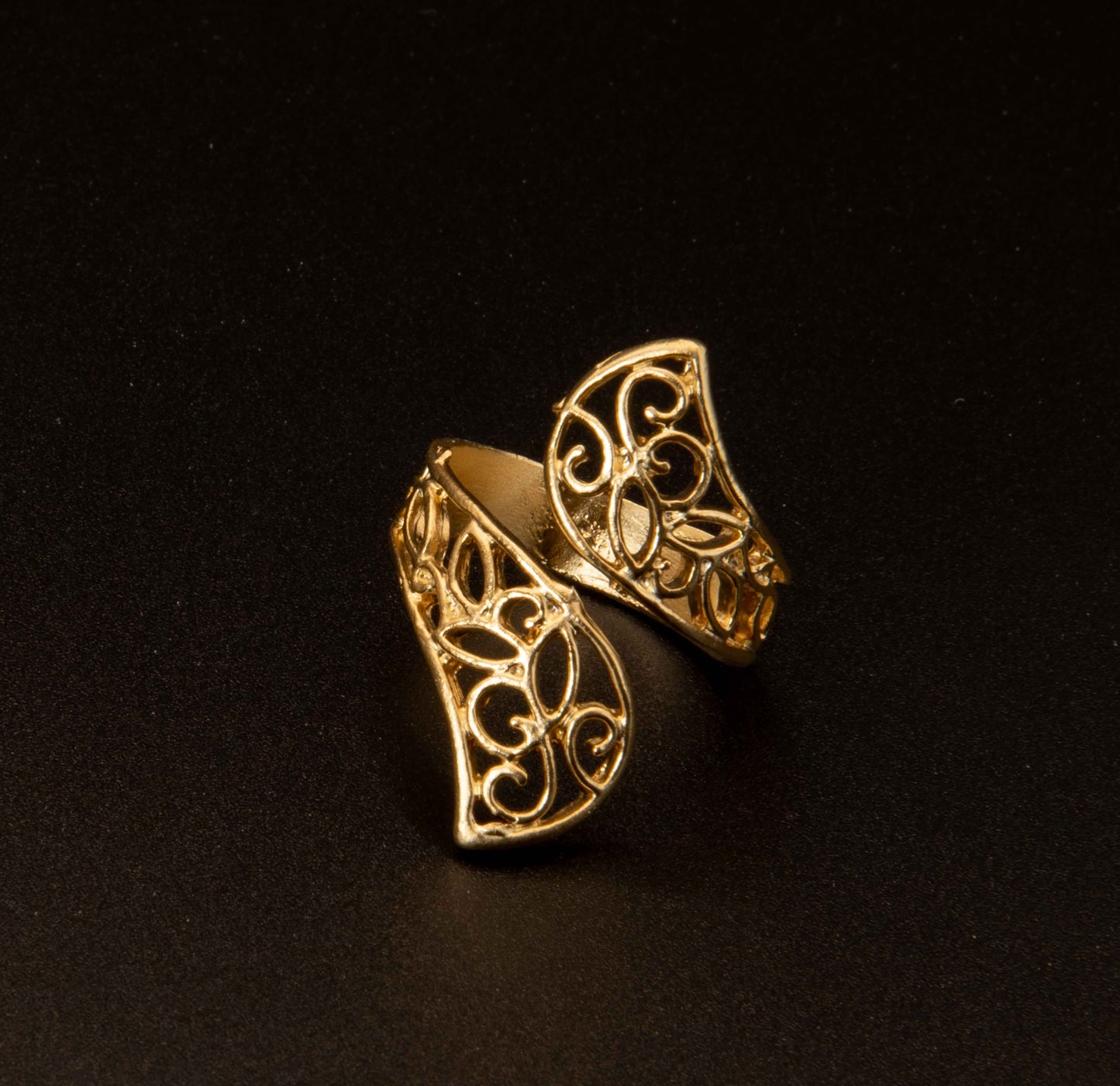 Gold Plated Reverse Facing Leaf Ring Hey Bou