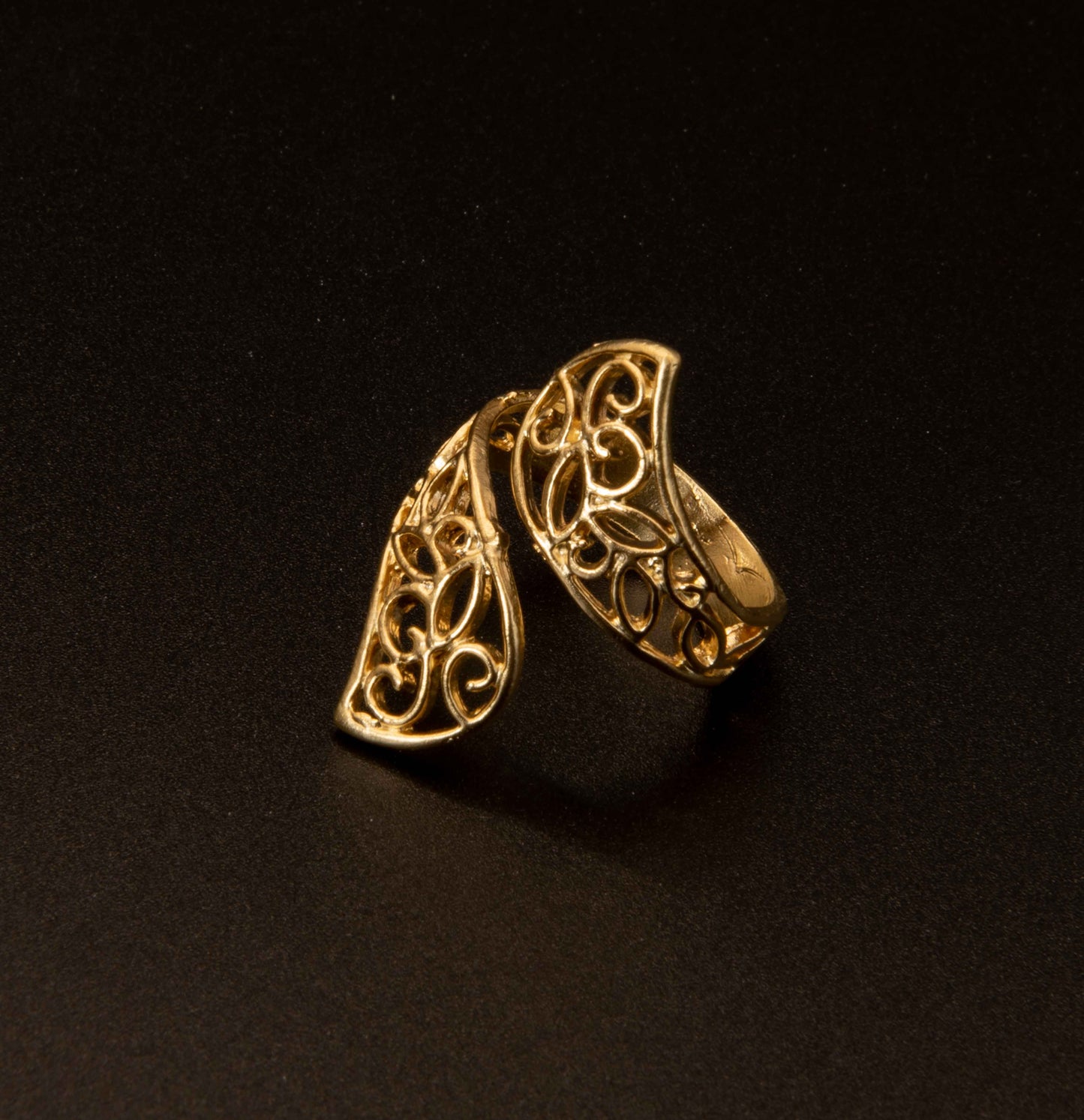 Gold Plated Reverse Facing Leaf Ring Hey Bou