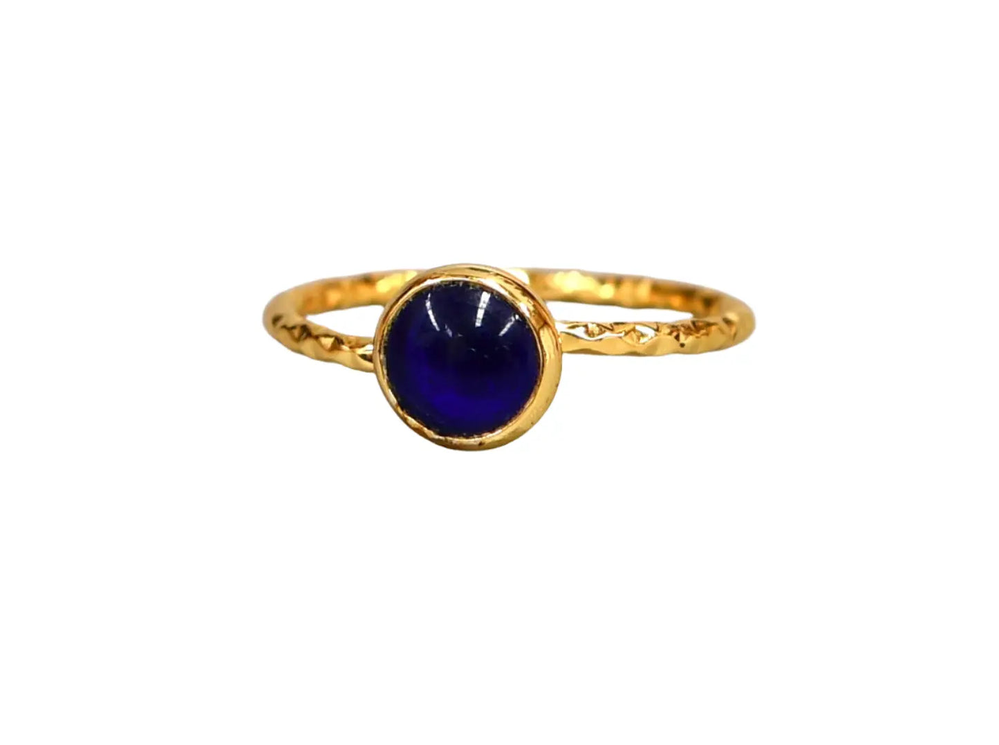 Gold Plated Royal Blue Cat Eye Ring Hey Bou