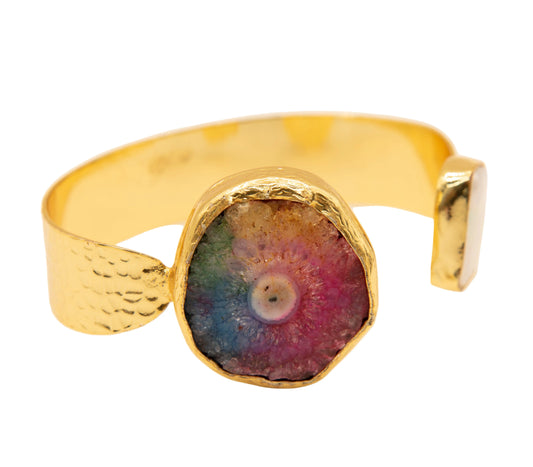 Gold Plated Rainbow Agate and Freshwater Pearl Bracelet Hey Bou