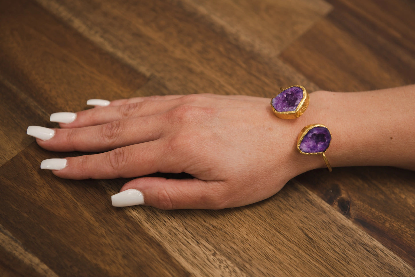 Gold Plated Amethyst 2 Stone Bracelet Hey Bou