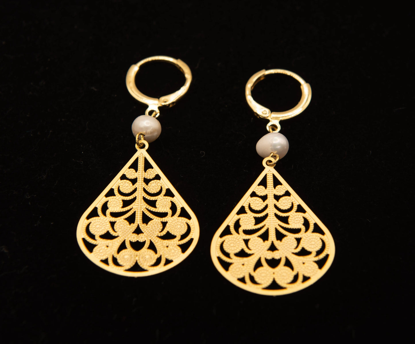 Gold Plated Freshwater Pearl Teardrop Earrings Hey Bou