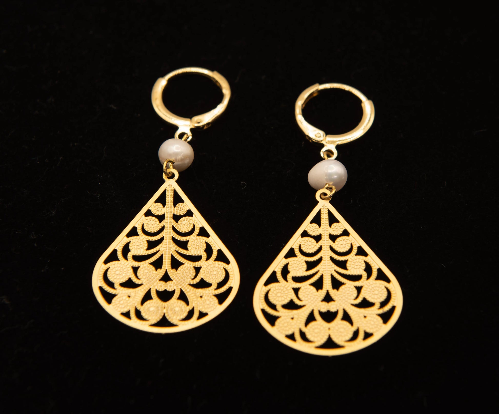 Gold Plated Freshwater Pearl Teardrop Earrings Hey Bou