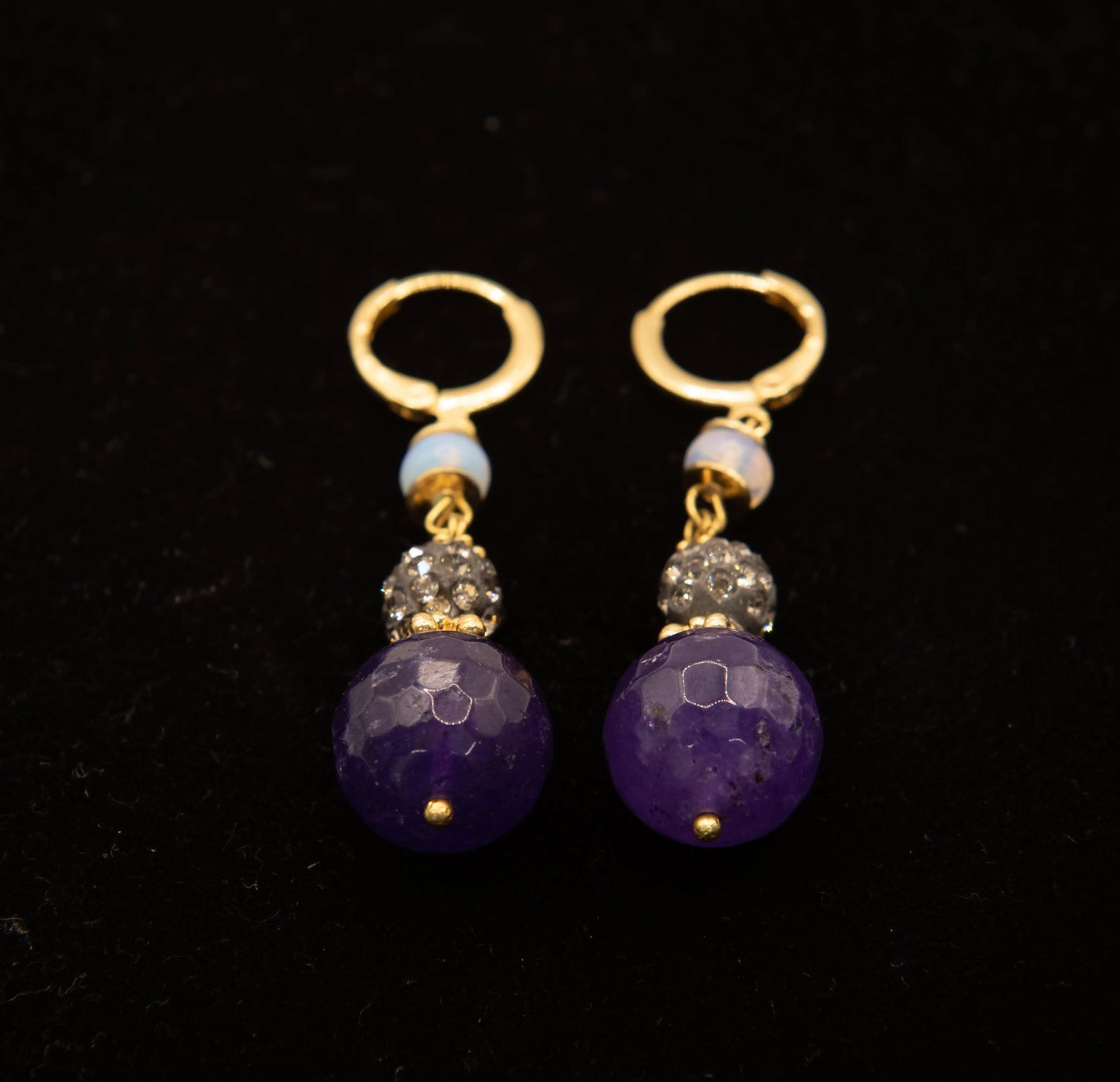 Gold Plated Amethyst Stone Earrings Hey Bou