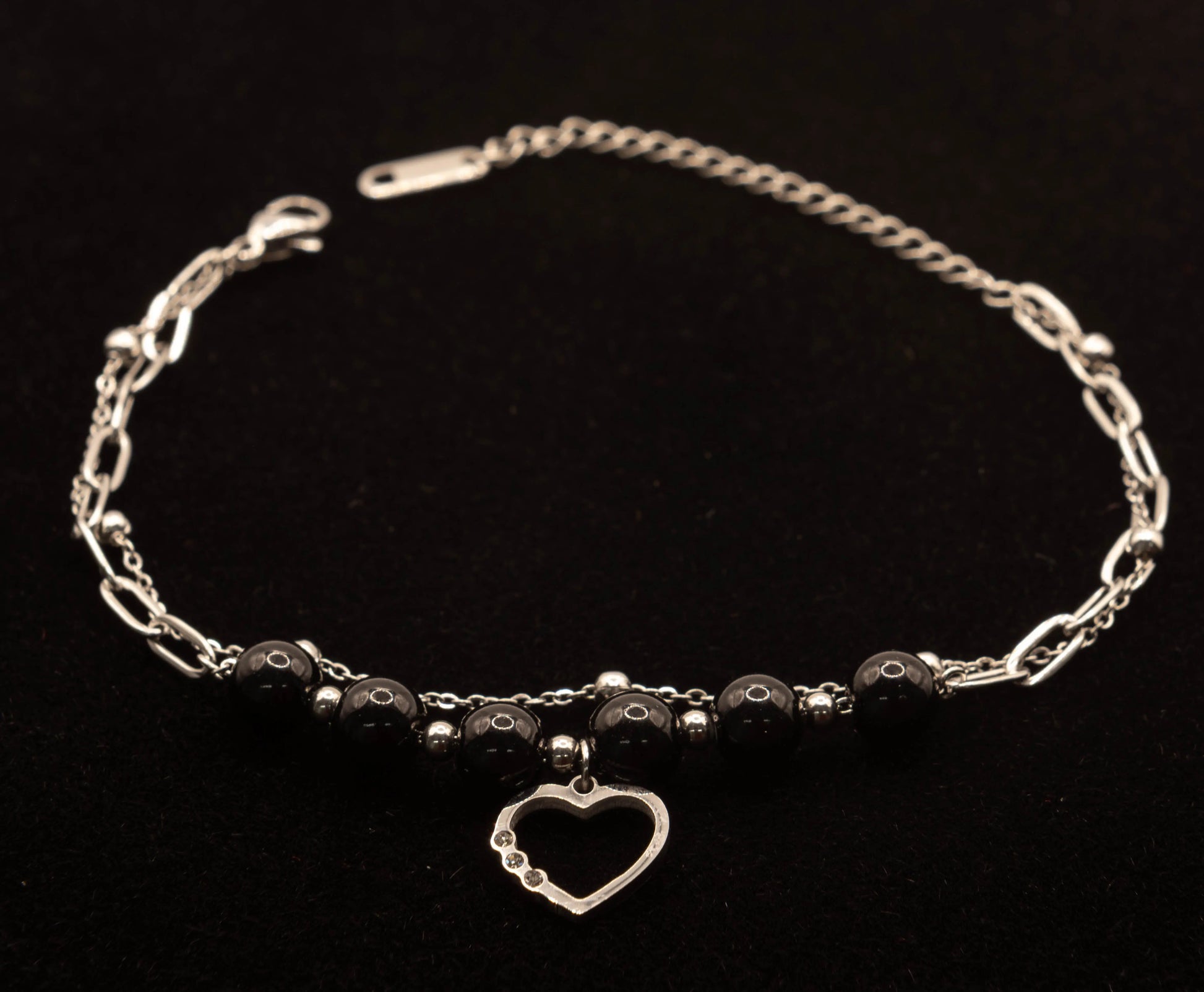 Gold & Silver Plated Stainless Steel Heart Bead Bracelet Hey Bou